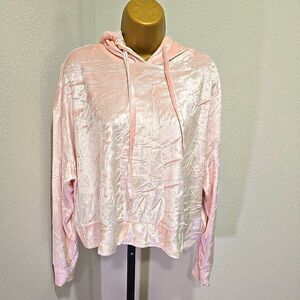 Oversized Soft Girl Pastel Baby Pink Velvet Hoodie Pullover Womens Lg Love Gap